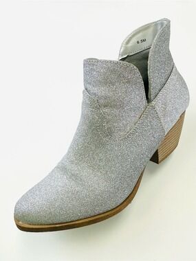 Silver Sparkle Western Ankle Boots Jellypop 6.5 Metallic Festival Prom Country